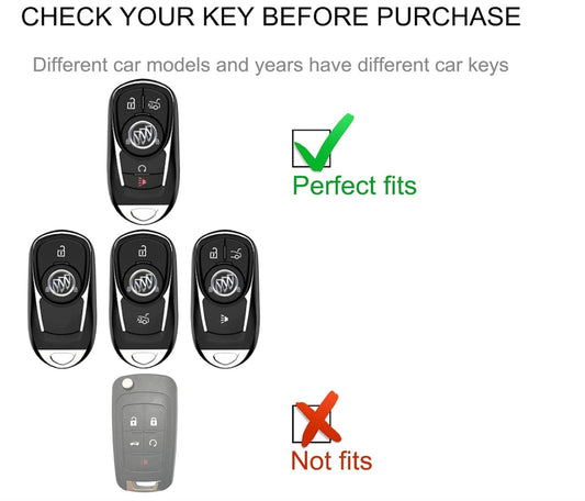 Customizable Leather & Aluminum Key Fob Cover with Keychain for Buick - Kollen US