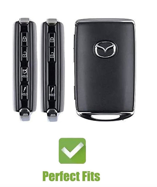 for Mazda Customizable in Leather & Aluminum Key Fob Cover Set with Keychain - Kollen US