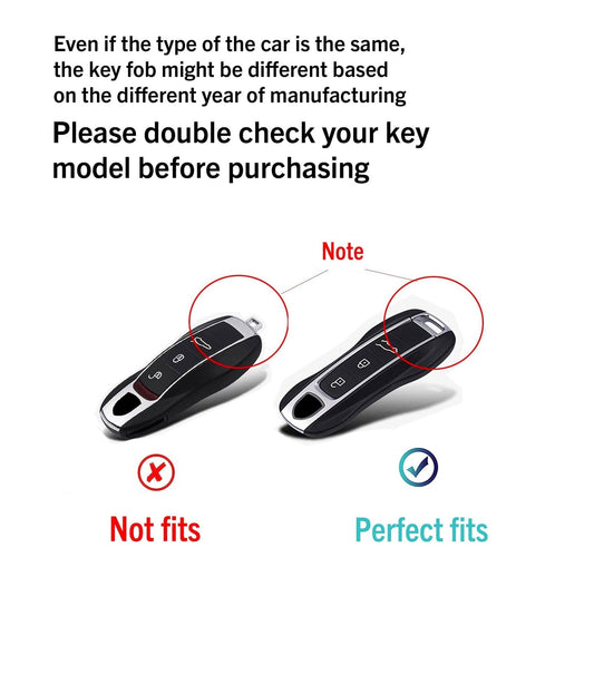 Customizable Leather & Aluminum Key Fob Cover with Keychain for Porsche (3 - button) - Kollen US