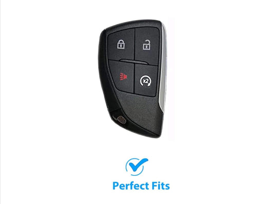 Customizable Leather & Aluminum Key Fob Cover Set with Keychain for GMC/Chevy/Buick (4 - Button) - Kollen US