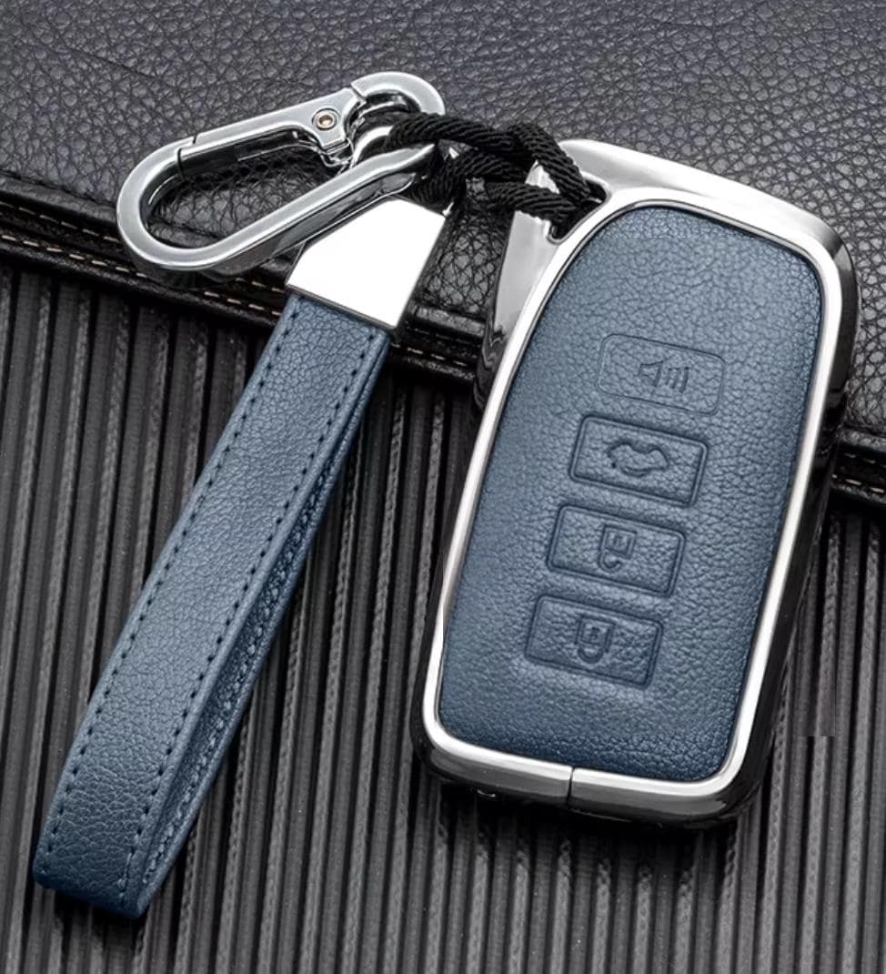 Customizable Key Fob Cover Set Aluminum & Leather Keychain Protector for Lexus - Kollen US