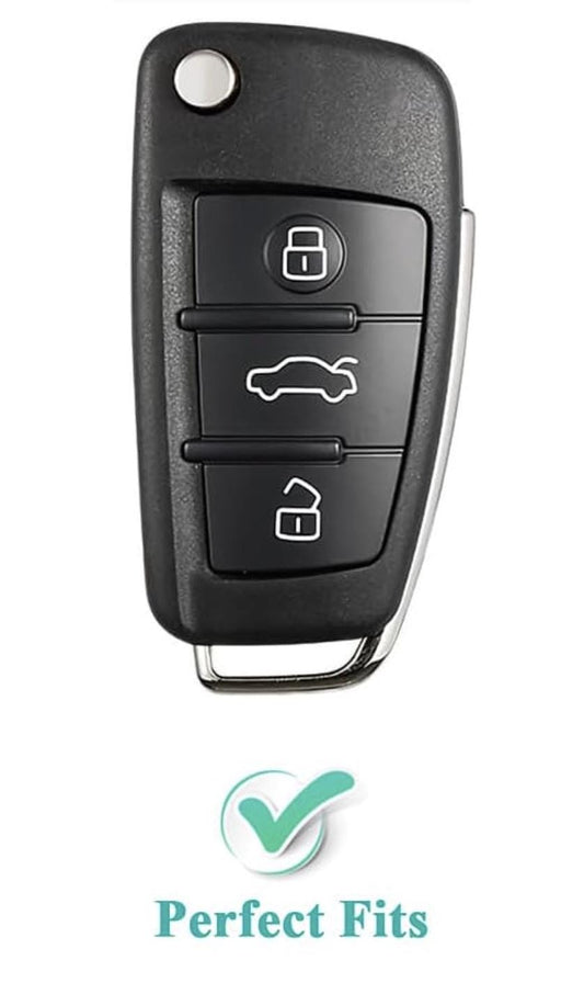 Customizable Leather & Aluminum Key Fob Cover with Keychain for Audi (Flip key) - Kollen US