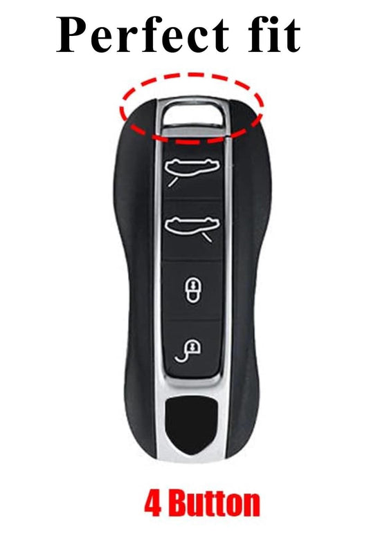 For Porsche - customizable Leather & Aluminum Key Fob Cover with Keychain (4 - button) NOT all EV's - Kollen US