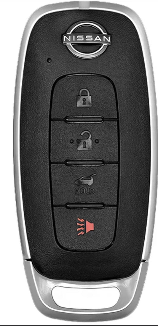 For Nissan - Customizable Leather Key Fob Cover with Aluminum Shell & Keychain (4 - button) - Kollen US