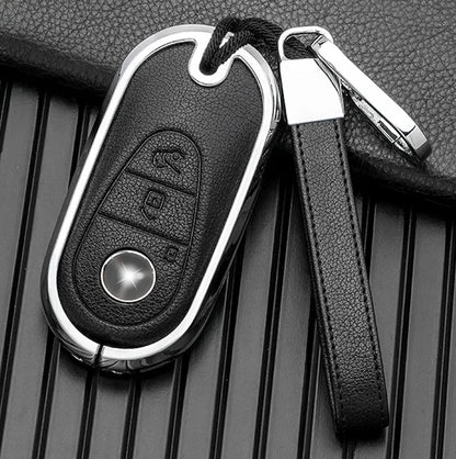 For Mercedes - Benz - customizable Leather Key Fob Cover with Aluminum Shell & Keychain - Kollen US
