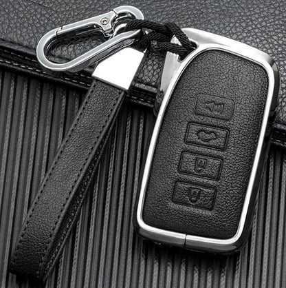 Customizable Key Fob Cover Set Aluminum & Leather Keychain Protector for Lexus - Kollen US