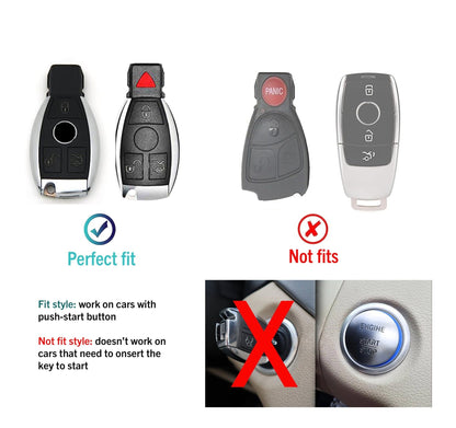 Customizable Leather & Aluminum Key Fob Cover with Keychain for Mercedes - Benz / AMG - Kollen US