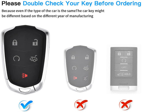 Customizable Leather & Aluminum Key Fob Cover with Keychain for Cadillac (5 - button) - Kollen US