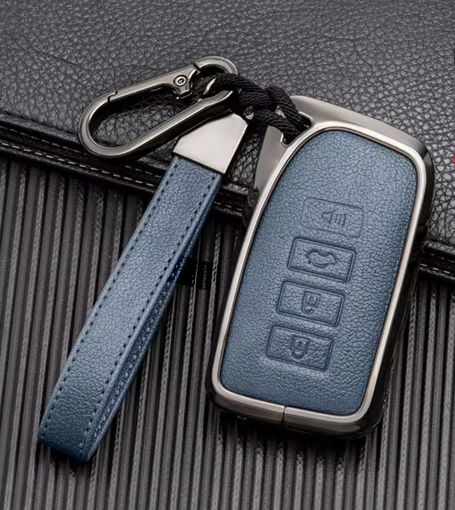 Customizable Key Fob Cover Set Aluminum & Leather Keychain Protector for Lexus - Kollen US