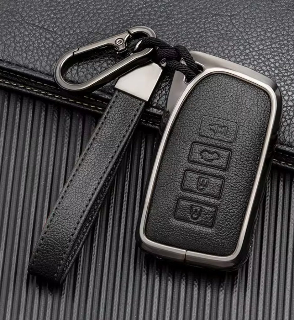 Customizable Key Fob Cover Set Aluminum & Leather Keychain Protector for Lexus - Kollen US