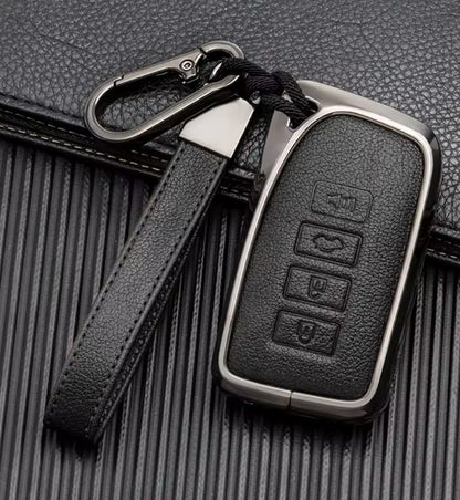 Customizable Key Fob Cover Set Aluminum & Leather Keychain Protector for Lexus - Kollen US
