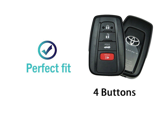 For Toyota - customizable Leather Key Fob Cover with Aluminum Shell & Keychain (4 - Button) - Kollen US