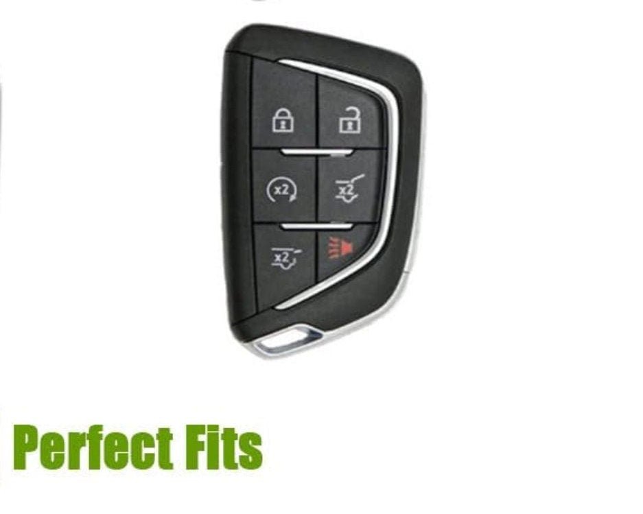 For Cadillac - customizable Leather & Aluminum Key Fob Cover with Keychain (A - 6 - button) - Kollen US
