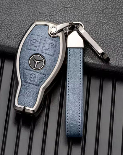 Customizable Leather & Aluminum Key Fob Cover with Keychain for Mercedes - Benz / AMG - Kollen US