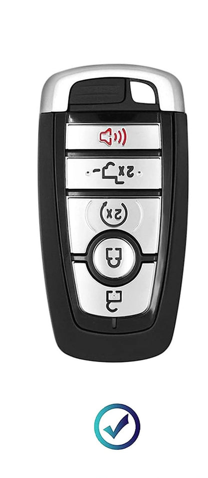 Customizable Leather & Aluminum Key Fob Cover with Keychain for Ford/Lincoln/Bronco (5 - button) - Kollen US