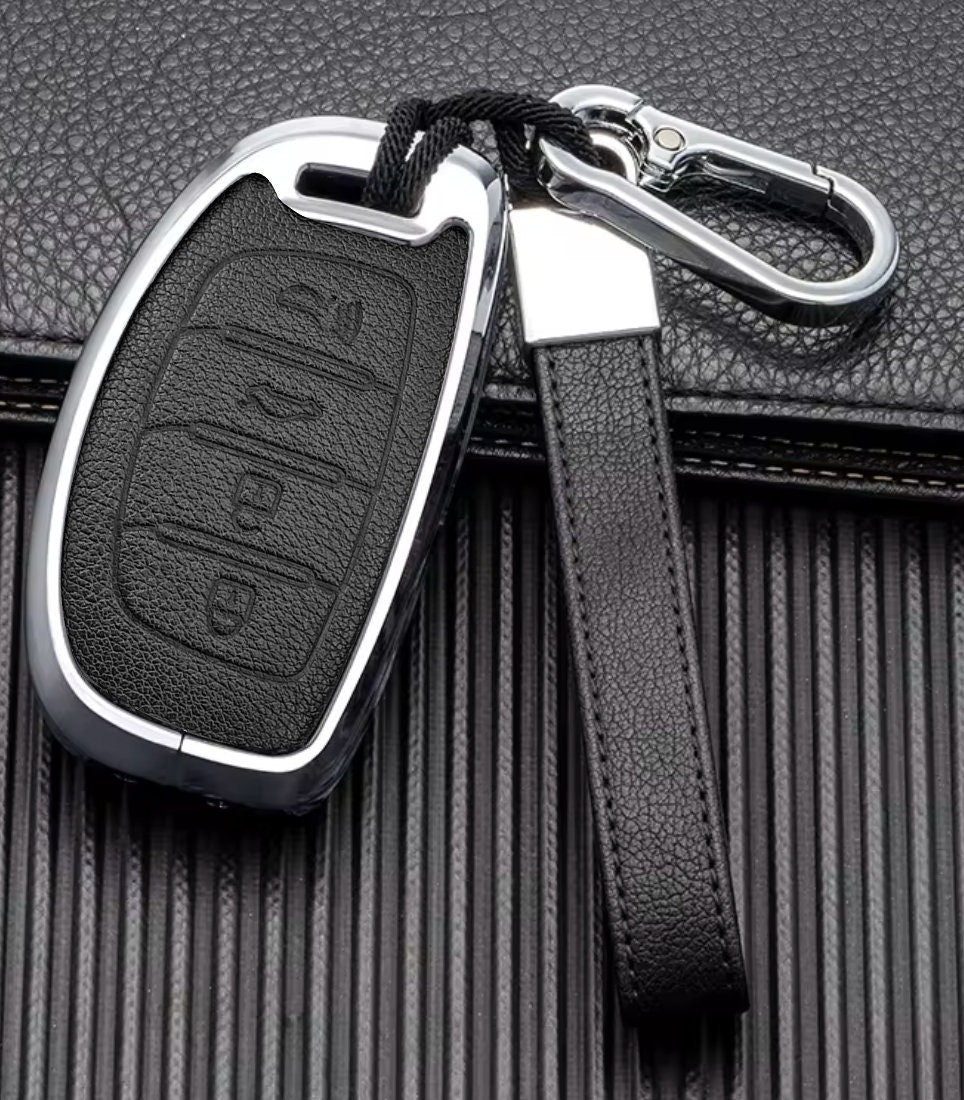 Customizable Leather Key Fob Cover for Hyundai key fob with 4 buttons - Kollen US