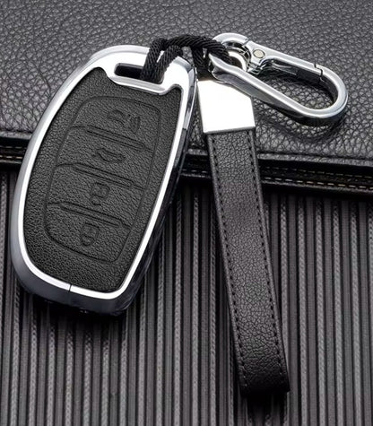 Customizable Leather Key Fob Cover for Hyundai key fob with 4 buttons - Kollen US