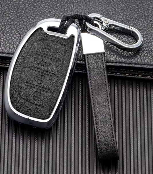 Customizable Leather Key Fob Cover for Hyundai key fob with 4 buttons - Kollen US