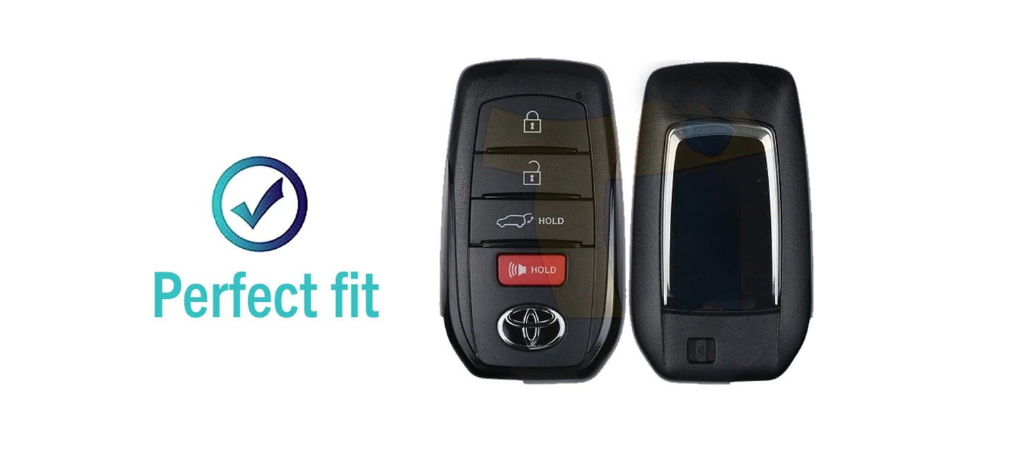 For Toyota  - Customizable Leather Key Fob Cover with Aluminum Shell & Keychain (4-button)