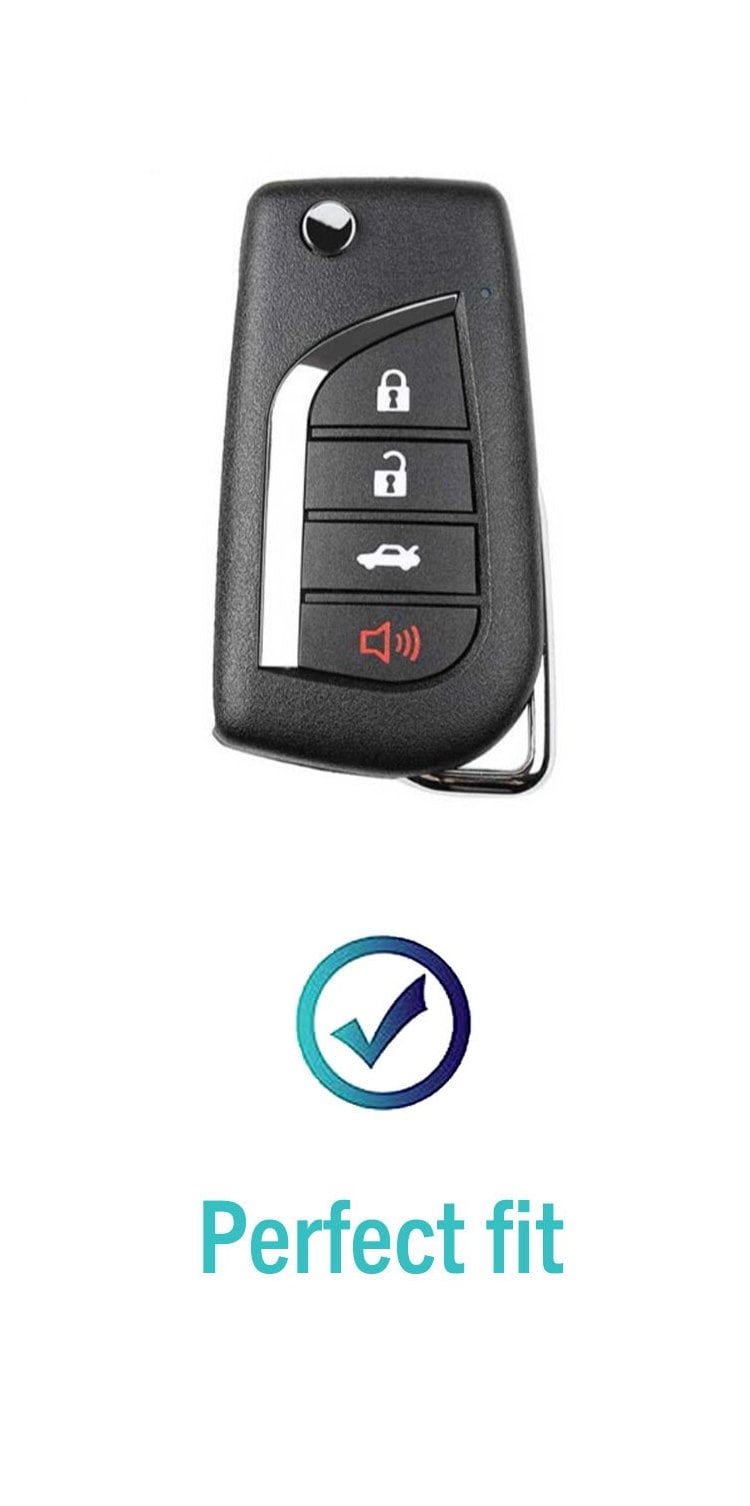 Customizable Leather & Aluminum Toyota Key Fob Cover with Keychain (4 - Button Fob Protector Set) - Kollen US