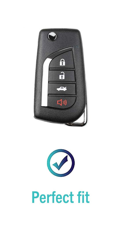 Customizable Leather & Aluminum Toyota Key Fob Cover with Keychain (4 - Button Fob Protector Set) - Kollen US