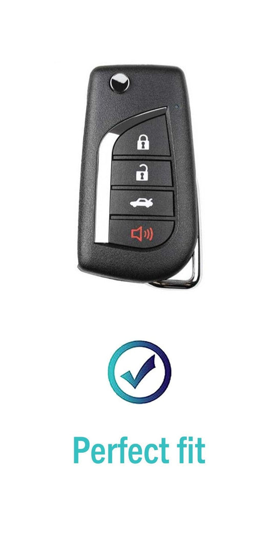 Customizable Leather & Aluminum Toyota Key Fob Cover with Keychain (4 - Button Fob Protector Set) - Kollen US