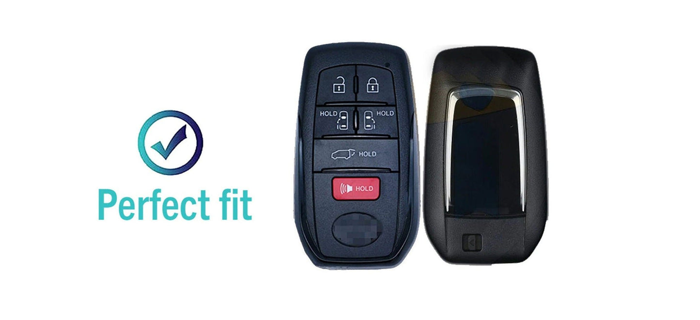 Customizable Leather & Aluminum Key Fob Cover with Keychain for Toyota Sienna and more (6 - button) - Kollen US