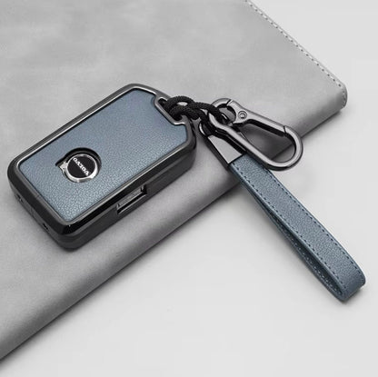 For Volvo/Polestar key fob Customizable Leather & Aluminum Key Fob Cover Set - Full Keychain