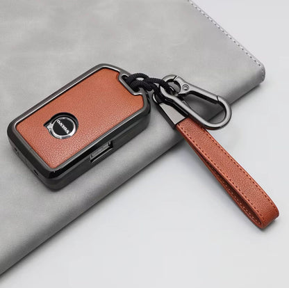 For Volvo/Polestar key fob Customizable Leather & Aluminum Key Fob Cover Set - Full Keychain