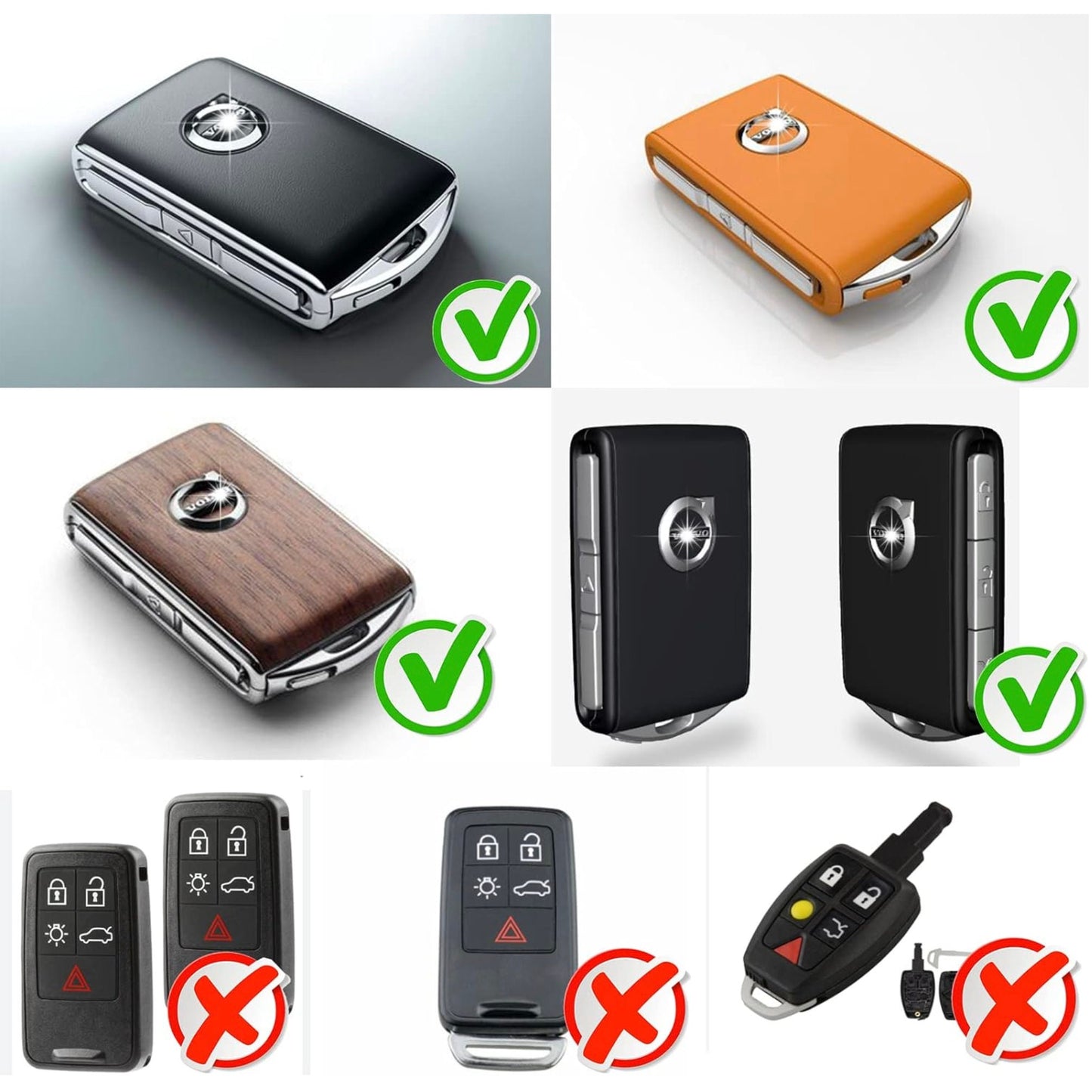 For Volvo/Polestar key fob Customizable Leather & Aluminum Key Fob Cover Set - Full Keychain