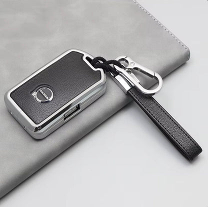 For Volvo/Polestar key fob Customizable Leather & Aluminum Key Fob Cover Set - Full Keychain