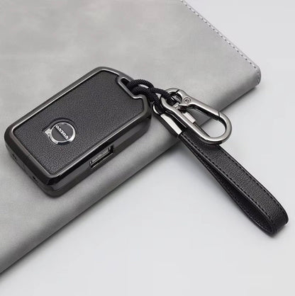 For Volvo/Polestar key fob Customizable Leather & Aluminum Key Fob Cover Set - Full Keychain