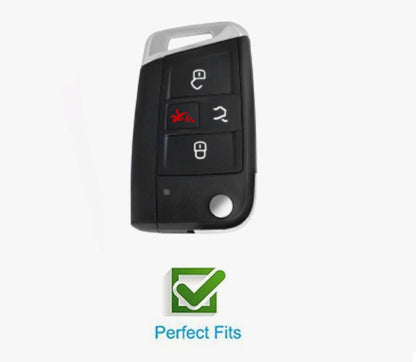 Customizable Leather & Aluminum Key Fob Cover with Keychain for VW Volkswagen (Flip key) - Kollen US