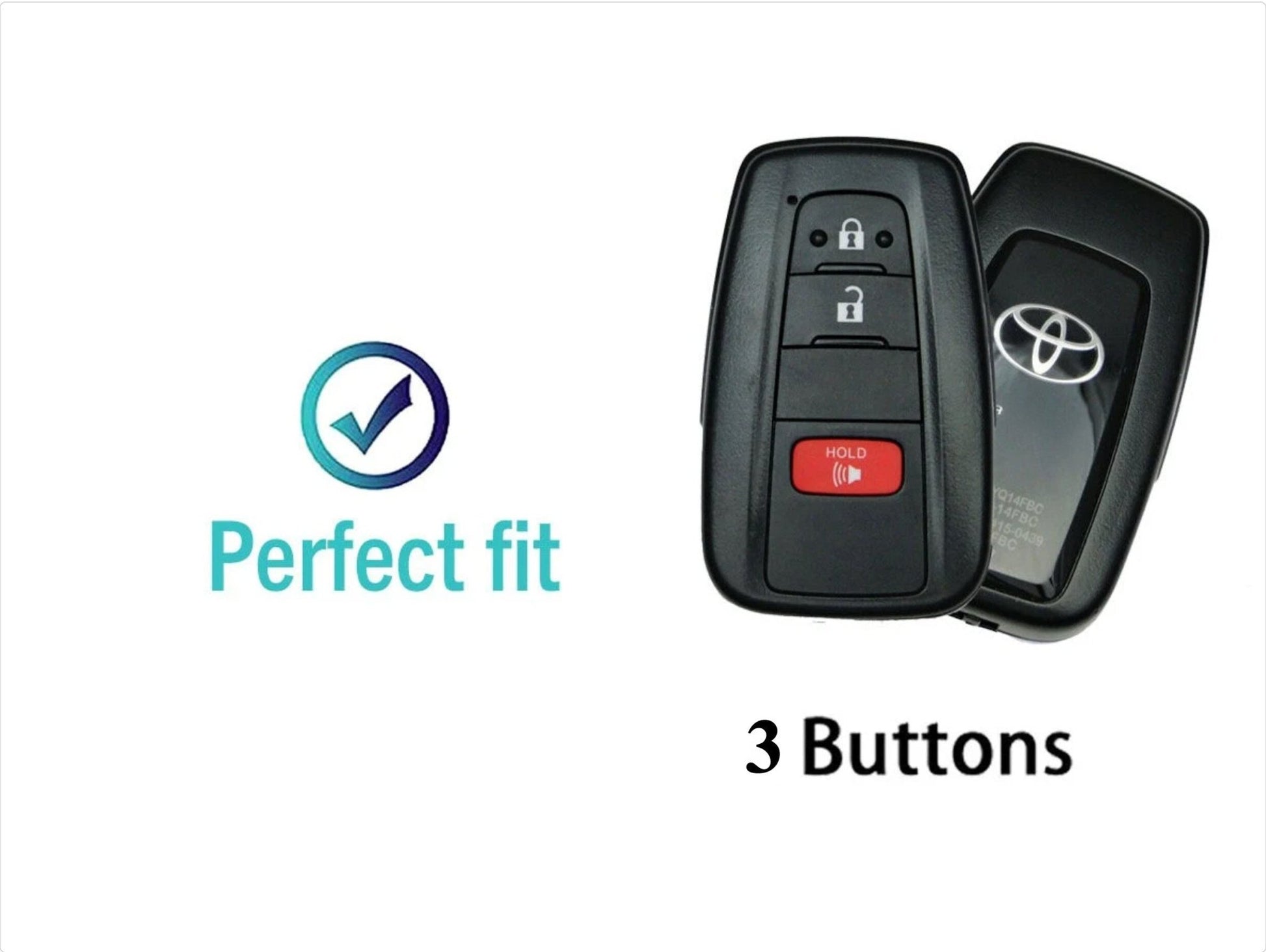Customizable Leather & Aluminum Key Fob Cover with Keychain for Toyota (3 - button) - Kollen US