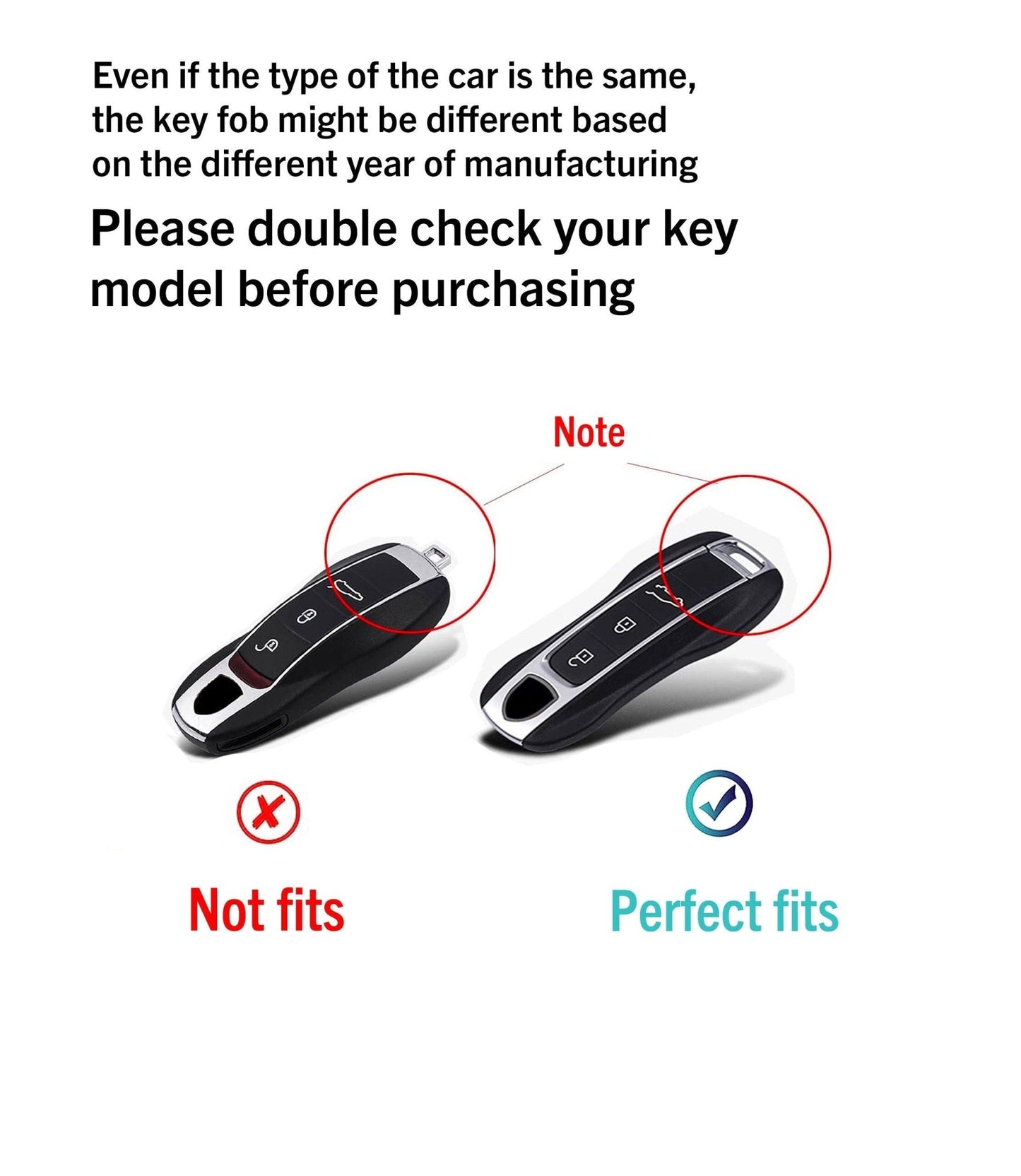 Customizable Leather & Aluminum Key Fob Cover with Keychain for Porsche (3 - button) - Kollen US