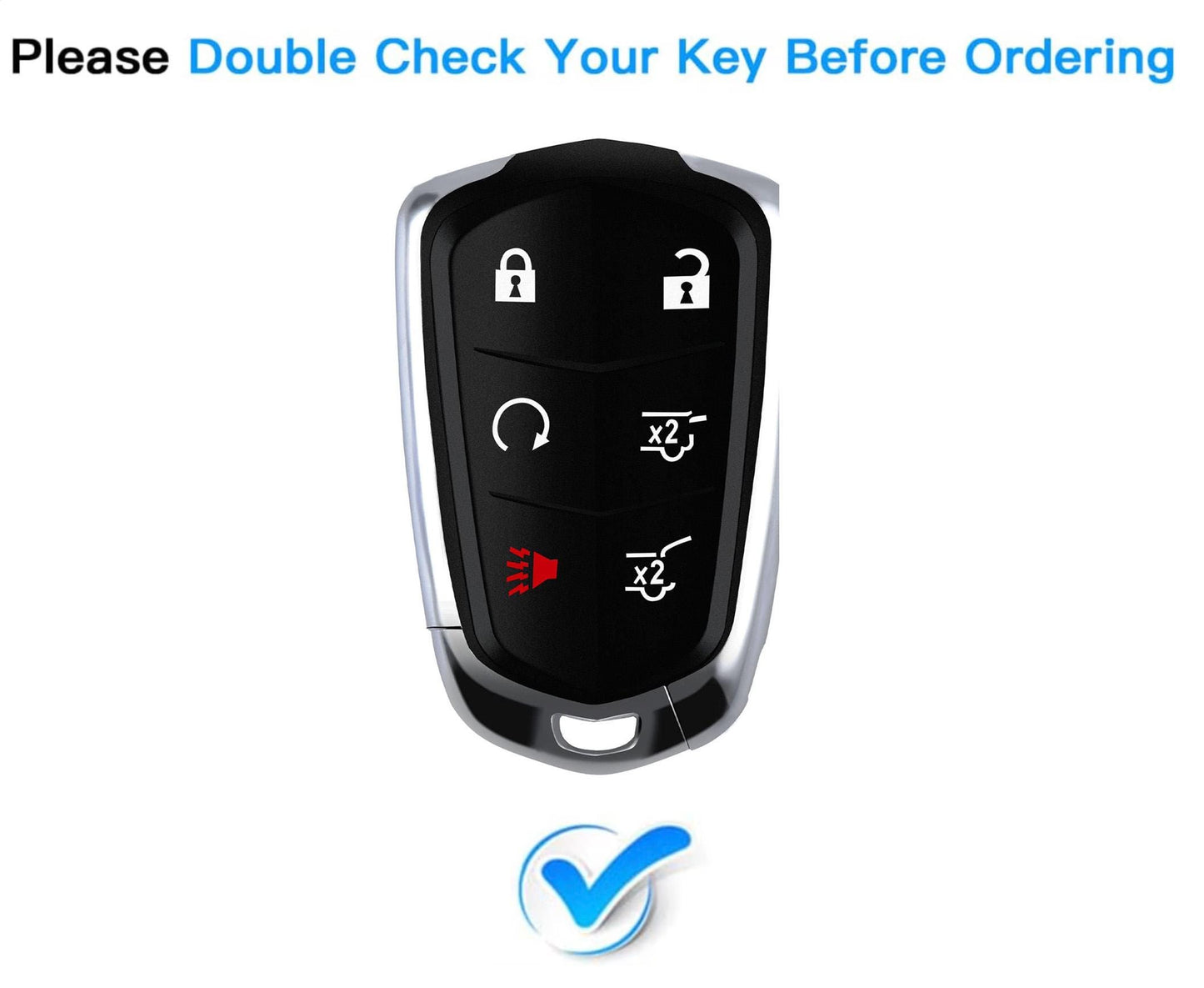 Customizable Leather & Aluminum Key Fob Cover with Keychain for Cadillac (6-button)