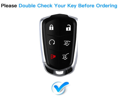 Customizable Leather & Aluminum Key Fob Cover with Keychain for Cadillac (6-button)