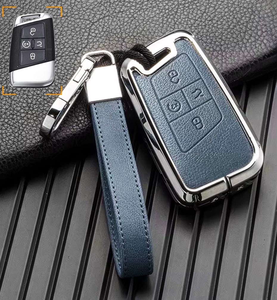 For VW Volkswagen key fob - Customizable Leather Key Fob Cover with Aluminum Shell & Keychain (Keyless only) - Kollen US