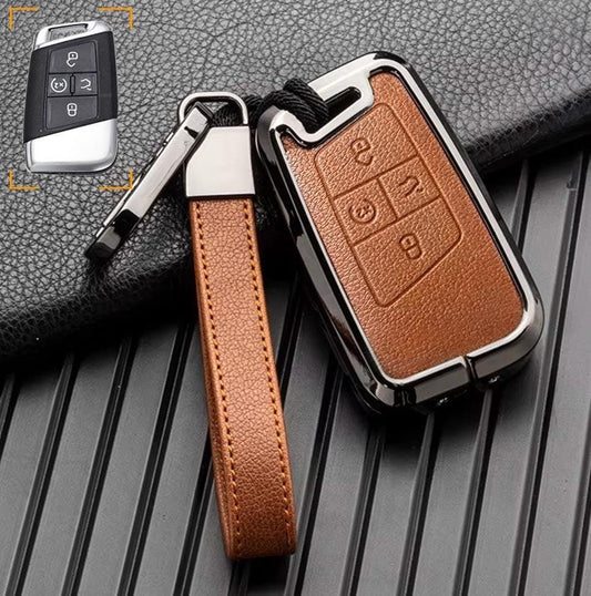 For VW Volkswagen key fob - Customizable Leather Key Fob Cover with Aluminum Shell & Keychain (Keyless only) - Kollen US