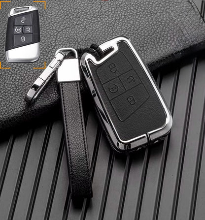 For VW Volkswagen key fob - Customizable Leather Key Fob Cover with Aluminum Shell & Keychain (Keyless only) - Kollen US