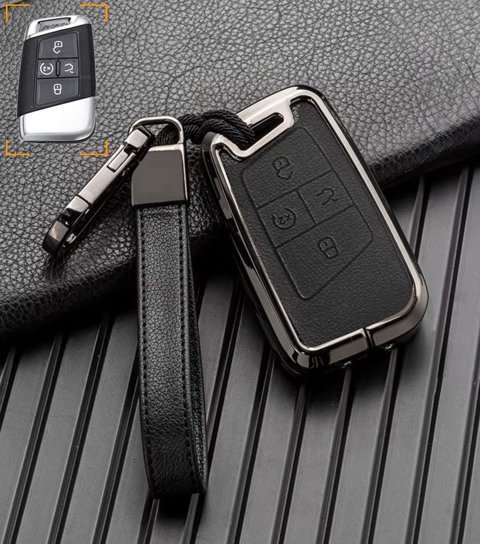 For VW Volkswagen key fob - Customizable Leather Key Fob Cover with Aluminum Shell & Keychain (Keyless only) - Kollen US