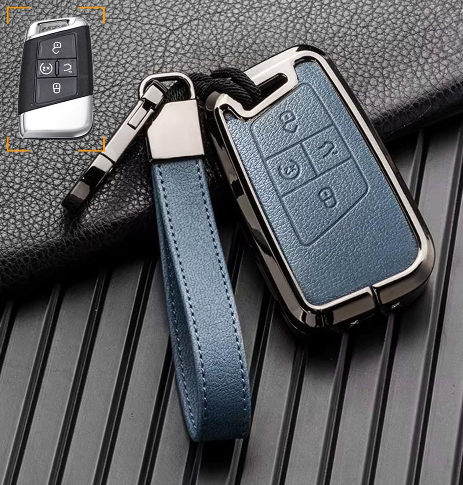 For VW Volkswagen key fob - Customizable Leather Key Fob Cover with Aluminum Shell & Keychain (Keyless only) - Kollen US