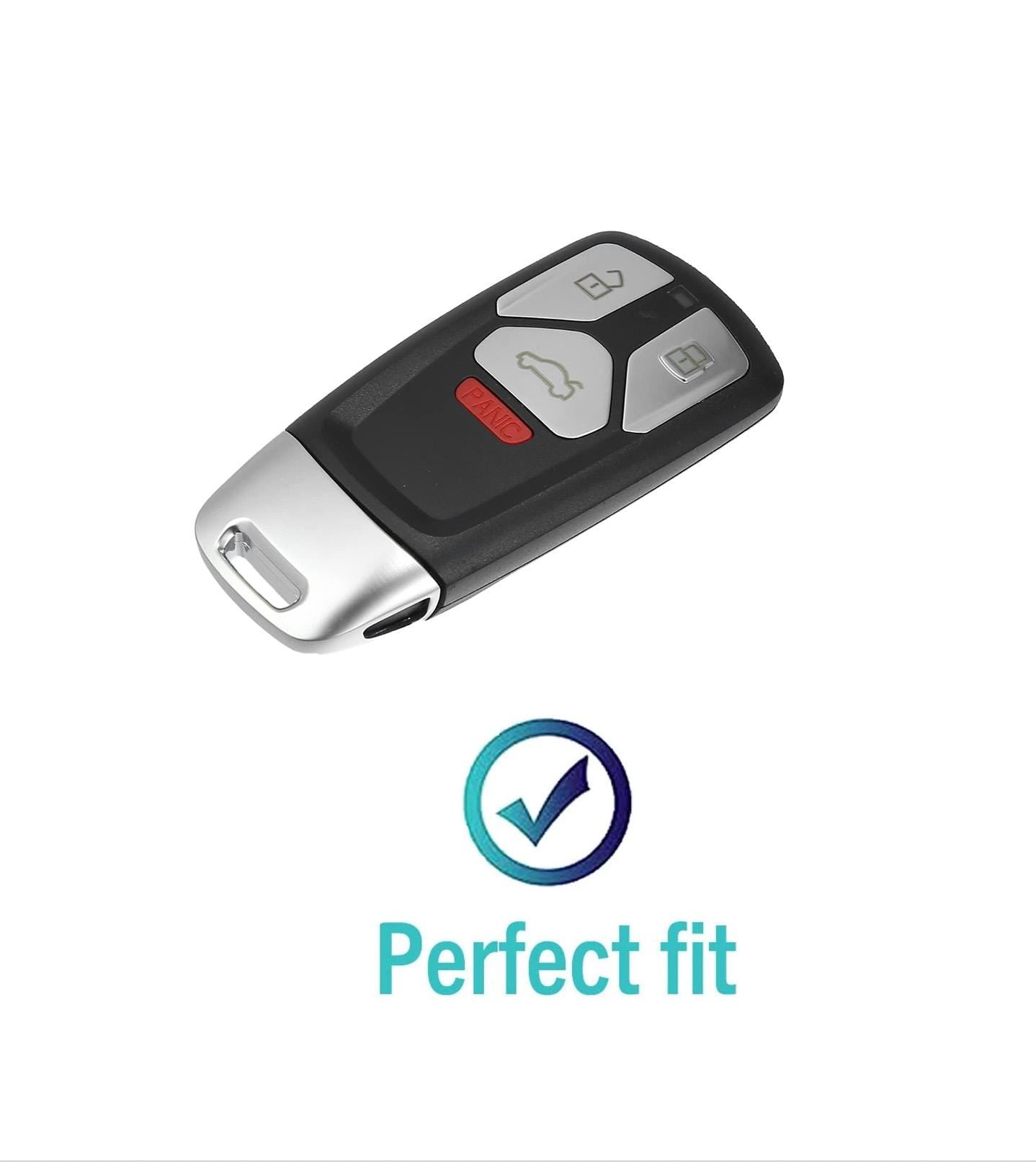 For Audi Customizable Leather Key Fob Cover with Aluminum Shell & Keychain - Kollen US