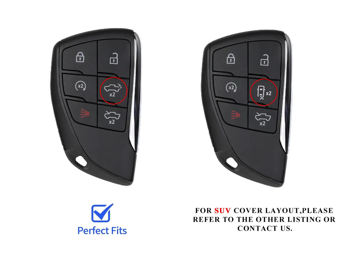 For GMC/Hummer EV Chevy/Silverado/Sierra EV - Pickup Truck - Customizable Leather Key Fob Cover with Aluminum Shell & Keychain