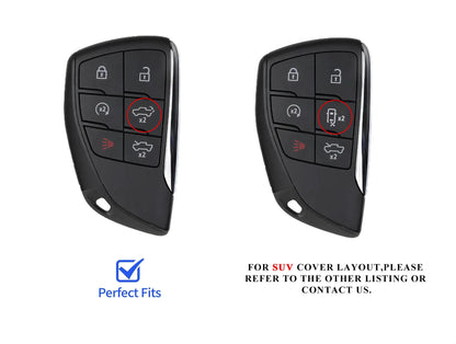 For GMC/Hummer EV Chevy/Silverado/Sierra EV - Pickup Truck - Customizable Leather Key Fob Cover with Aluminum Shell & Keychain