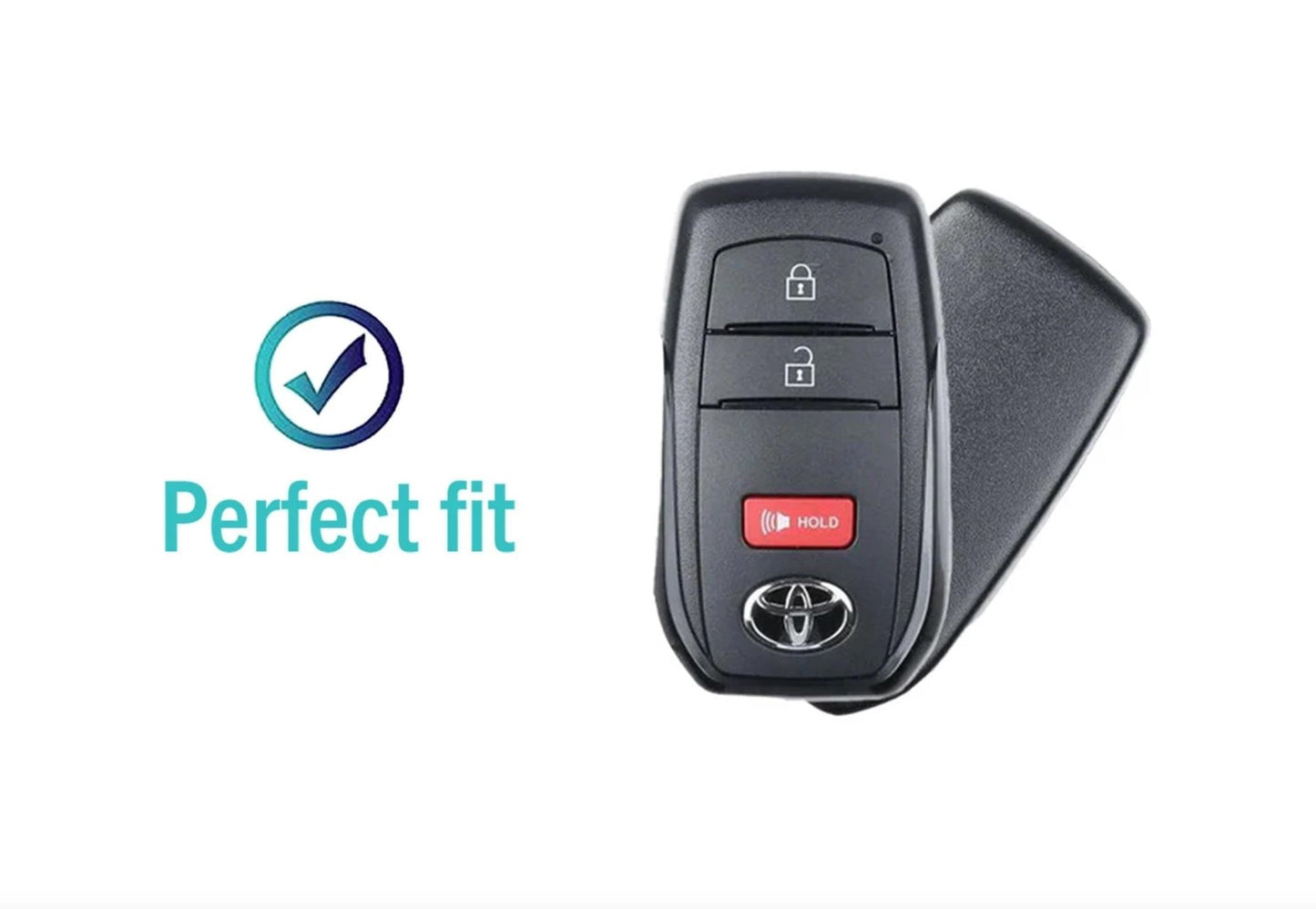 Customizable Leather & Aluminum Key Fob Cover with Keychain for Toyota (3 - Button) - Kollen US