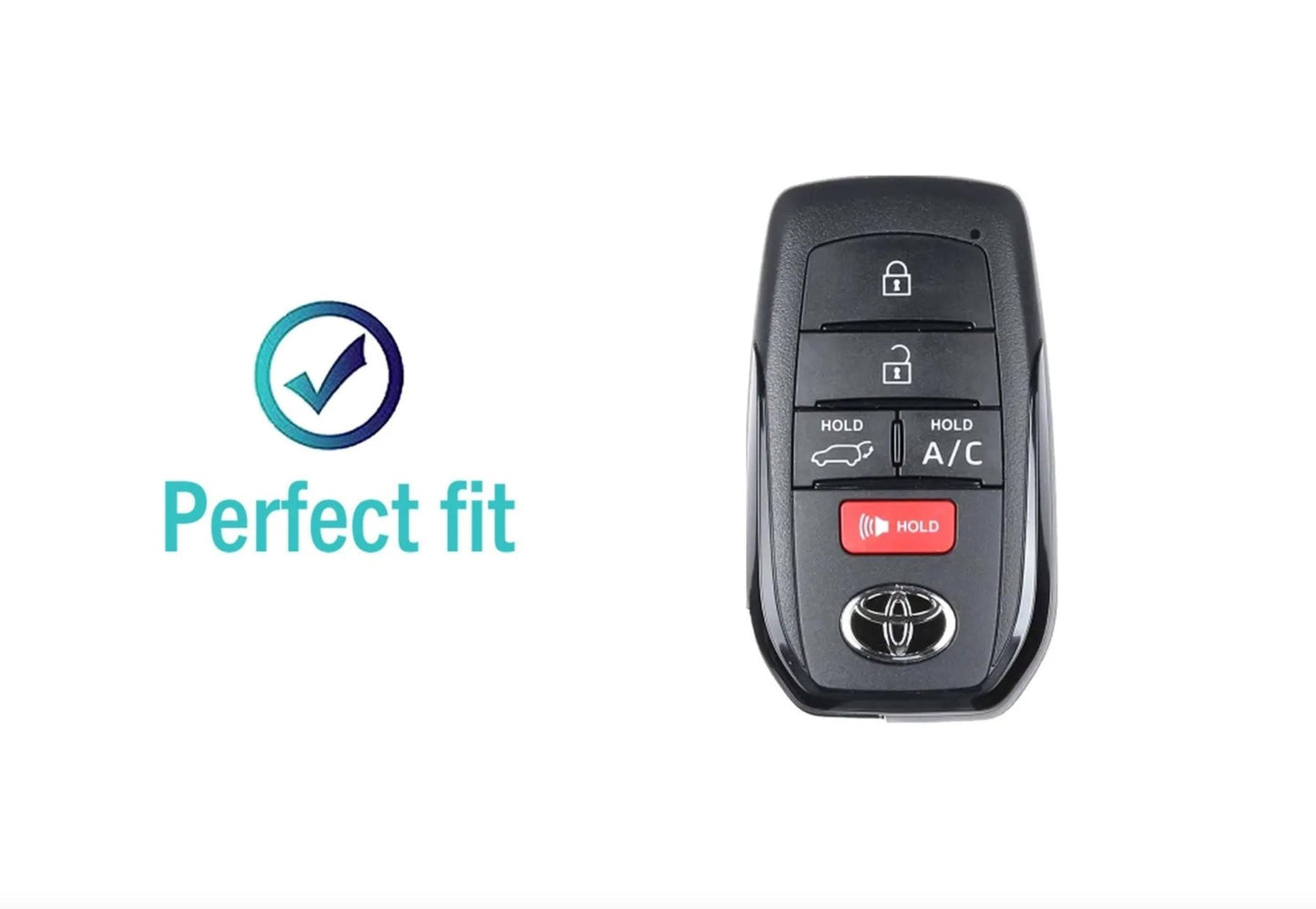 Customizable key fob cover in Leather & Aluminum with Keychain for Toyota Hybrid (5 - Button) - Kollen US