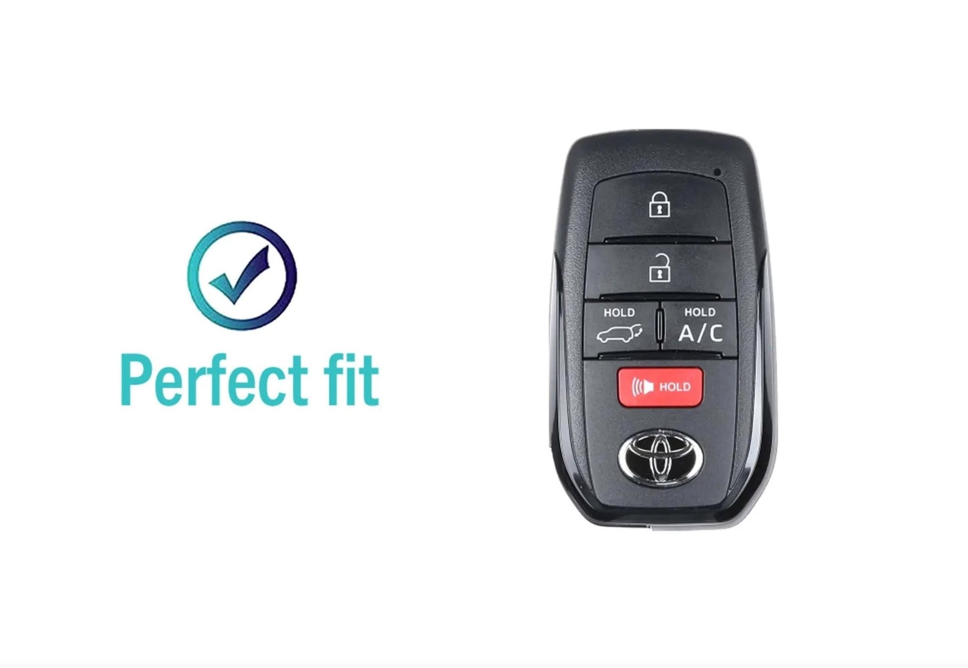 Customizable key fob cover in Leather & Aluminum with Keychain for Toyota Hybrid (5 - Button) - Kollen US