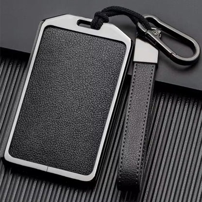 For Tesla/Rivian/Volvo EX 30/ RFID Card Customizable Leather & Aluminum Key Fob Cover with Keychain