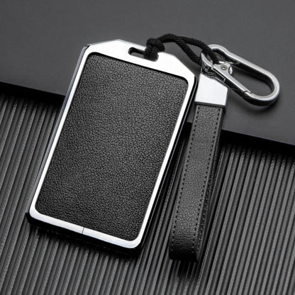 For Tesla/Rivian/Volvo EX 30/ RFID Card Customizable Leather & Aluminum Key Fob Cover with Keychain